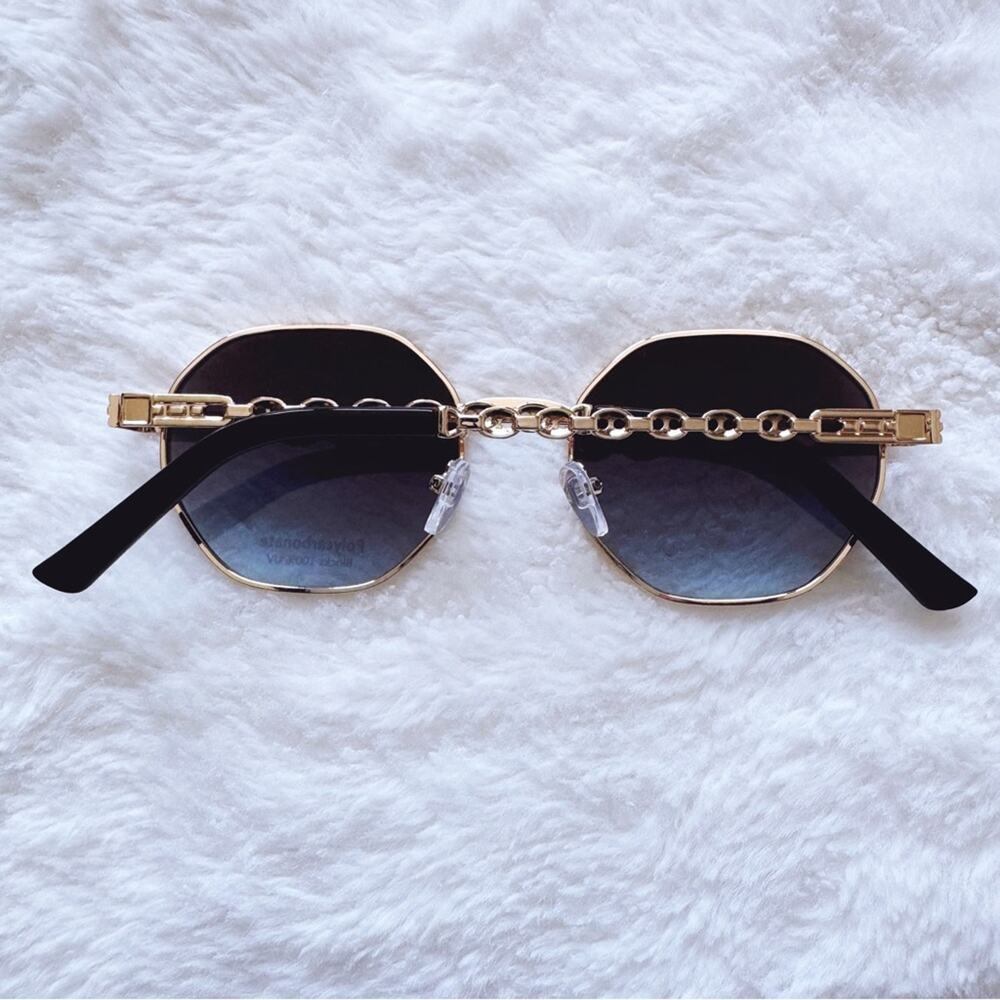 Phoebe Dark Blue Geometric Sunglasses - Picture 15 of 15